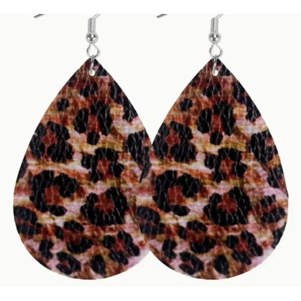 Leopard Brown & Black Earrings New‎